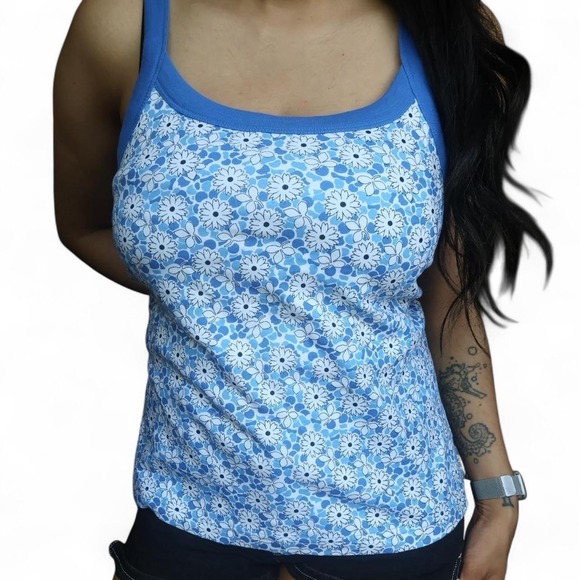 Tops - Floral Contrast Trip Summer Tank Top